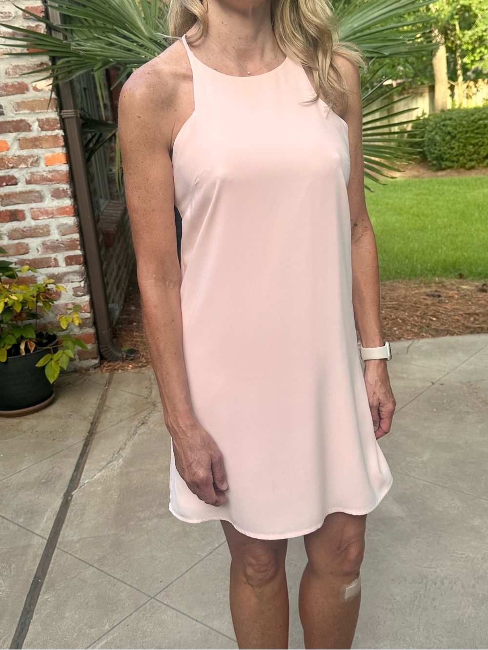 Sleeveless Mini Shift Dress in Blush Pink
